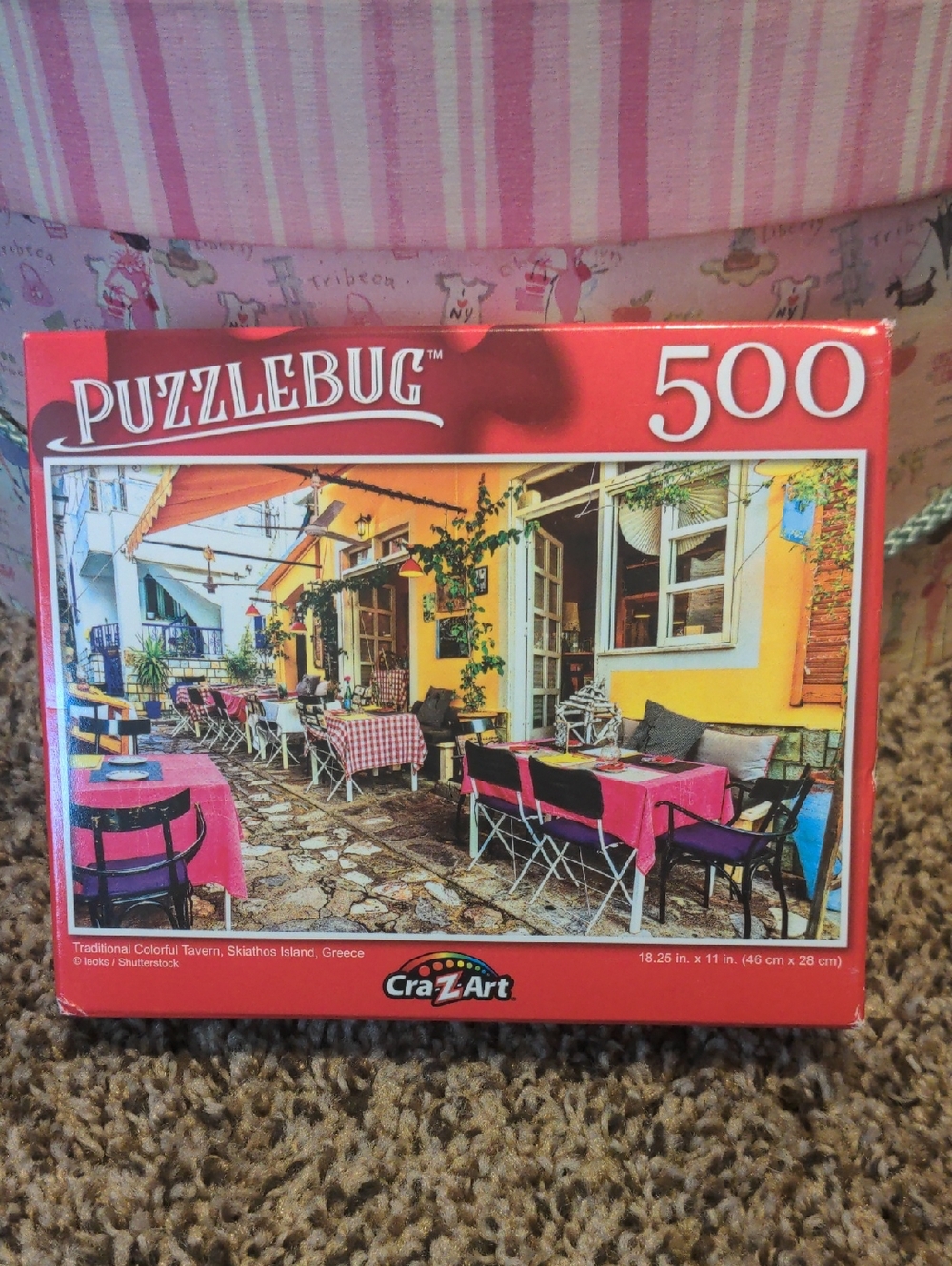 500-Piece Cafe Jigsaw Puzzle Traditional Colorful Tavern Skiathos Island Greece